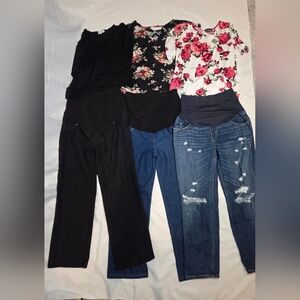 Maternity Lot Bundle Pants Shirts Dress Womens Small Time And Tru
